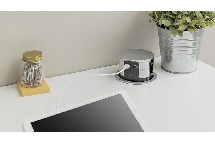Подовжувач COMFORT 100mm, 3x SCHUKO, 2xUSB 2,4A, кабель 1,5m, алюміній (8) AE-BPW3S100U-53, изображение 3