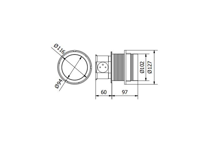 Подовжувач COMFORT 100mm, 3x SCHUKO, 2xUSB 2,4A, кабель 1,5m, алюміній (8) AE-BPW3S100U-53, изображение 6