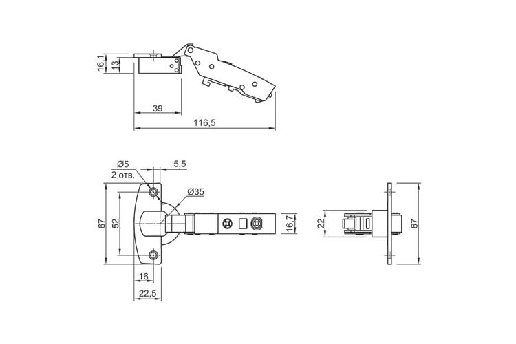 Завіса Sensys 8645і 110°, напівнакладна, з дотягом, 9071206, Hettich, Вид петлі: Напівнакладна, изображение 4