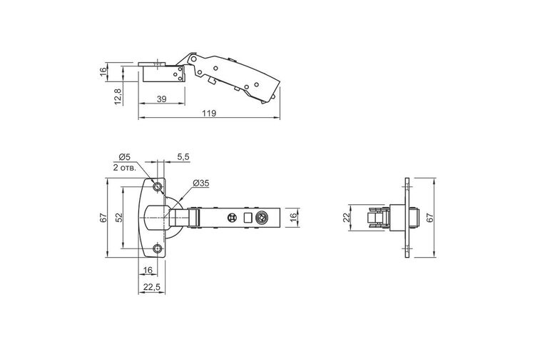 Завіса Sensys 8645i, накладна, з дотягом, 9071205, Hettich, Вид петлі: Накладна, изображение 3