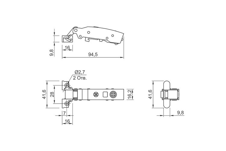 Петля Sensys 8638i, накладная, для алюминиевого профиля, с доводчиком, 9071421, Нettich, изображение 4