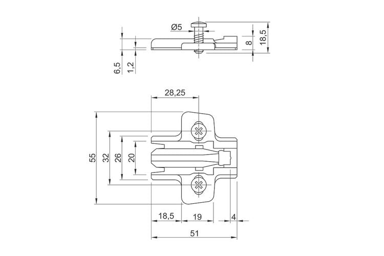 Монтажная планка Sensys дистанция 1,5 черный обсидиан с евровинтом (9091800) Hettich, изображение 3