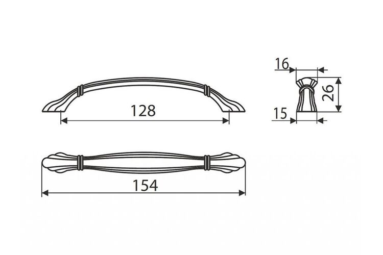 Ручка скоба Gamet UR51-0128-L45 кремовый матовый с золотой патиной, Цвет: Крем, Межц. расстояние: 128, изображение 4