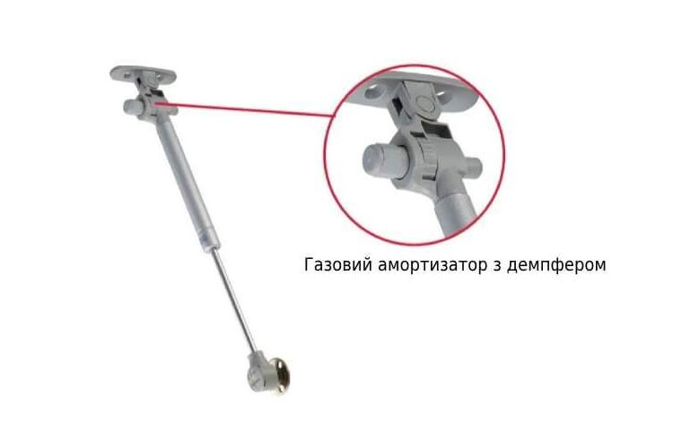 Газовый амортизатор 80N с демпфером серебряный, Цвет: Серебро, Усилие: 80H, изображение 3