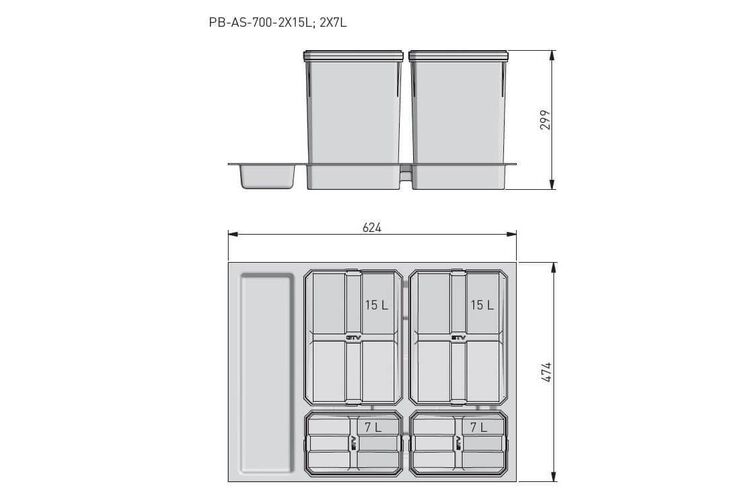 Сегрегатор AxiSpace 700 2х15л + 2х7л, изображение 4