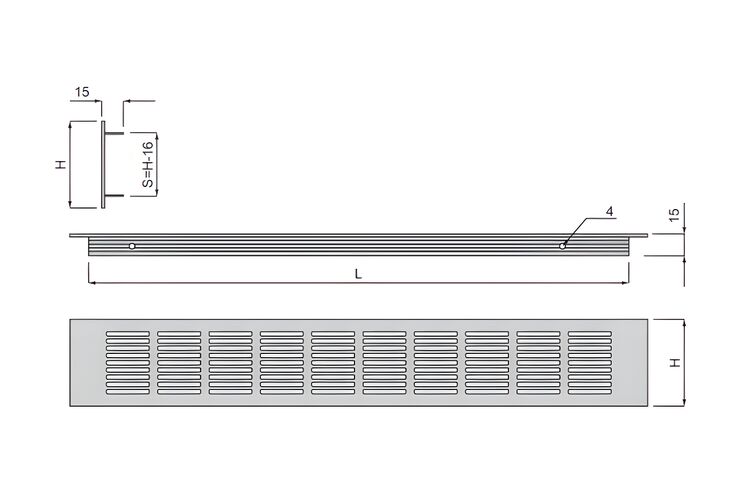 Решетка вентиляционная KR-445 480*80 A8 темный браш, Цвет: Темный браш, Длина, мм: 480, Высота, мм: 80, изображение 3