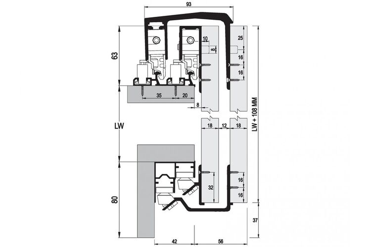 Комплектація механізмів на 3 двері вагою до 100 кг М02 8220 3К 16-20 мм., Товщина, мм: 16-20, изображение 5