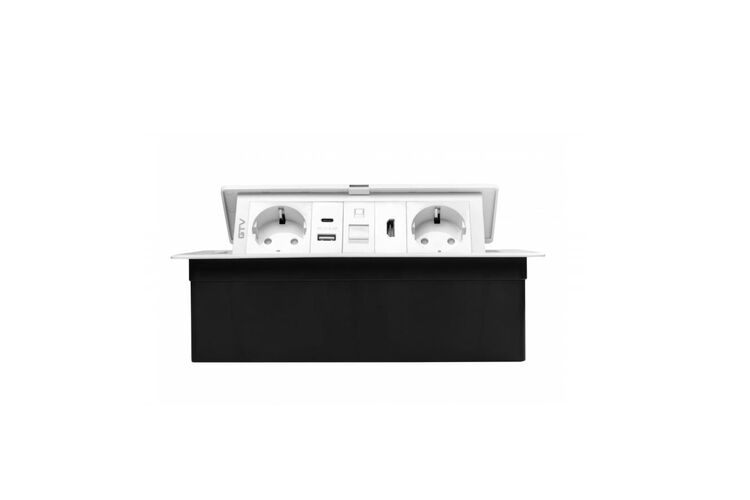 Подовжувач GTV врізний MultiSoft 2xSCHUKO, 2х USB 2,1 A (A+C)+RJ45,+HDMI кабель 1,5 м, білий, Колір: Білий, изображение 5
