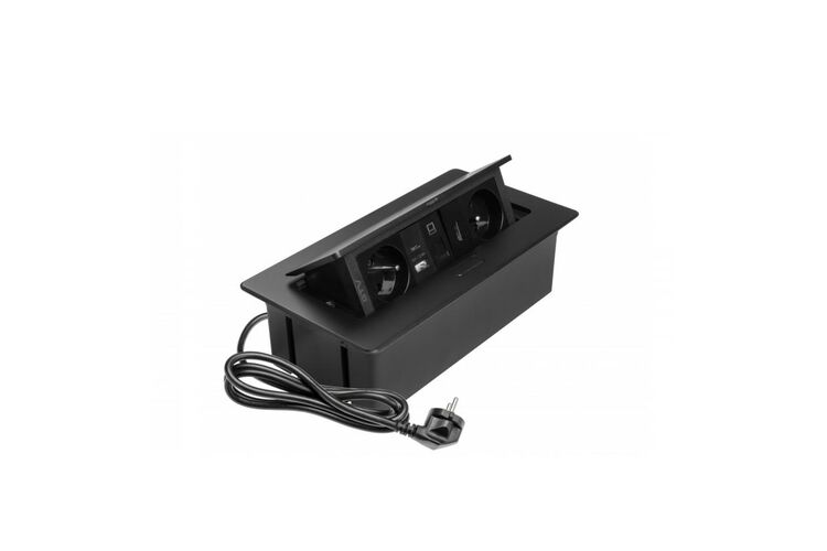 Удлинитель GTV врезной MultiSoft 2xSCHUKO, 2х USB 2,1A (A+C)+RJ45,+HDMI кабель 1,5 м, черный, Цвет: Черный, изображение 4