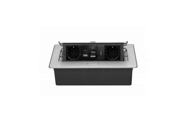 Подовжувач GTV врізний MultiSoft 2xSCHUKO, 2х USB 2,1A (A+C)+RJ45,+HDMI кабель 1,5 м, алюміній, Колір: Алюміній, изображение 3