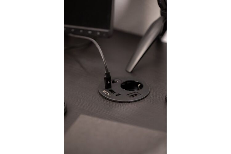 Удлинитель GTV врезной круглый Rondo, 1-schuko, 1-USB A+2-USB C, RJ45, 1-HDMI, кабель 1,5m, черный, Цвет: Черный, изображение 5
