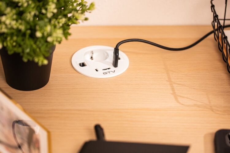Удлинитель GTV врезной круглый Rondo, 1-schuko, 1-USB A+2-USB C, RJ45, 1-HDMI, кабель 1,5m, белый, Цвет: Белый, изображение 12