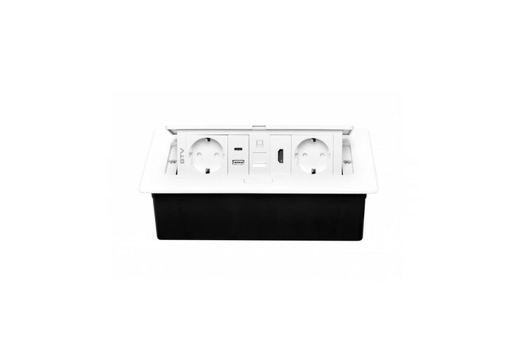 Подовжувач GTV врізний MultiSoft 2xSCHUKO, 2х USB 2,1 A (A+C)+RJ45,+HDMI кабель 1,5 м, білий, Колір: Білий, изображение 7