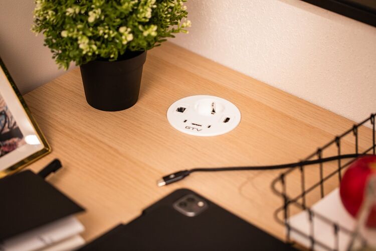 Удлинитель GTV врезной круглый Rondo, 1-schuko, 1-USB A+2-USB C, RJ45, 1-HDMI, кабель 1,5m, белый, Цвет: Белый, изображение 8