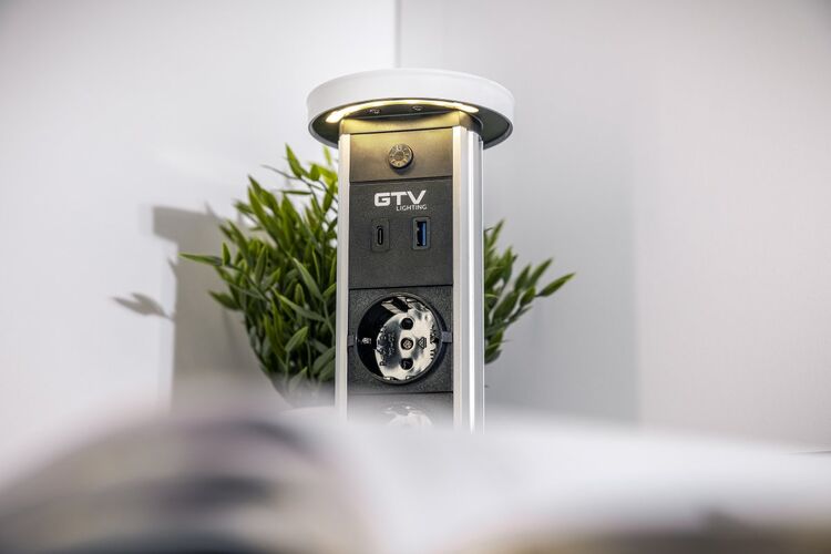 Подовжувач CAMINO 100mm, 2xSCHUKO, USB A+C бездротова зарядка 10W кабель 1,5 м, Чорний, Колір: Чорний, изображение 5