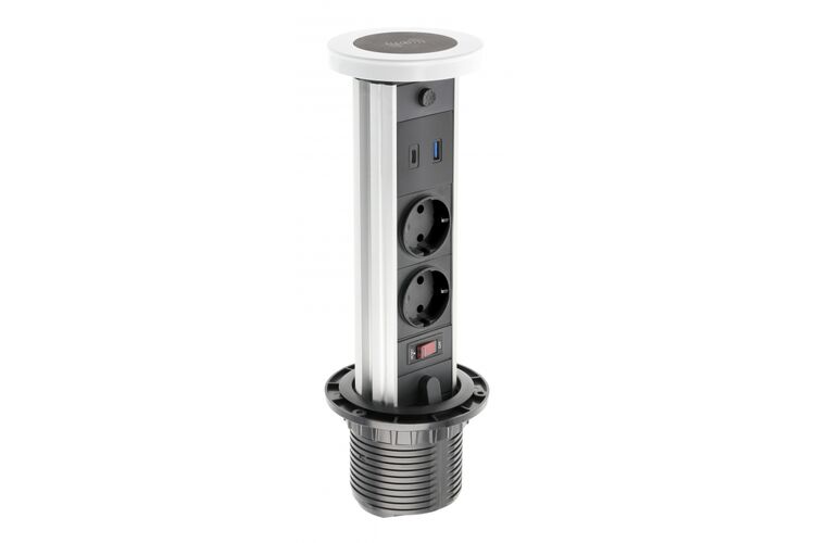 Подовжувач CAMINO 100mm, 2xSCHUKO, USB A+C бездротова зарядка 10W кабель 1,5 м, білий, Колір: Білий, изображение 8