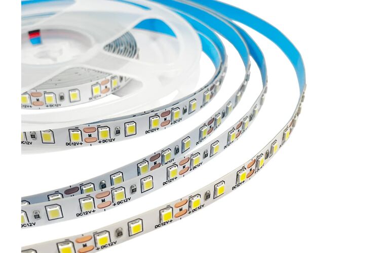 Світлодіодна стрічка 2835-120led-8mm-12V 10W/m 900lm/m CRI80 IP20 подвійна плата холодний 6000-6500k (уп.5м), Ширина, мм: 8, Колір світла: Холодний, изображение 4