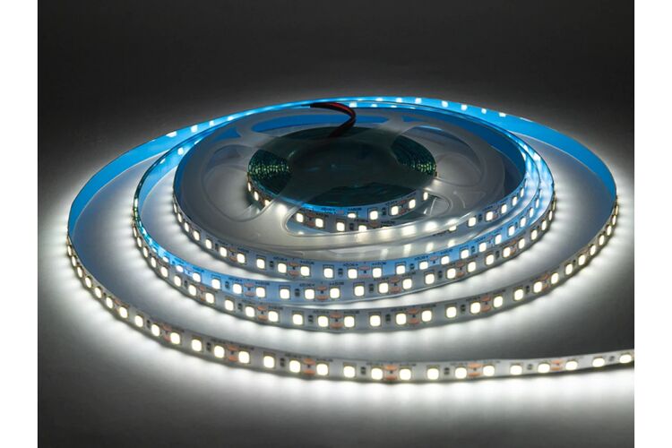 Світлодіодна стрічка 2835-120led-8mm-12V 10W/m 900lm/m CRI80 IP20 подвійна плата холодний 6000-6500k (уп.5м), Ширина, мм: 8, Колір світла: Холодний, изображение 5