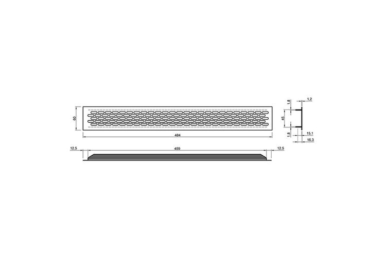 Решітка вентиляційна L=484 (60) inox, Колір: Інокс, Довжина, мм: 480, Висота, мм: 60, изображение 3