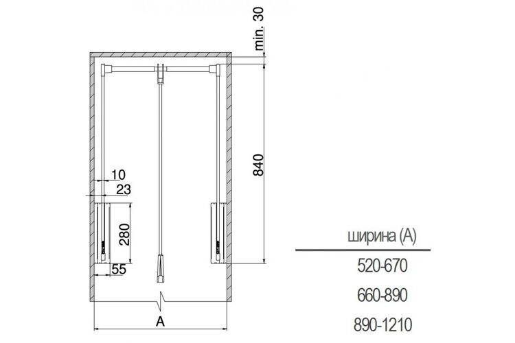 Пантограф LIFTER Plus 890-1210мм чорний/чорний, Колір: Чорний, Ширина, мм: 890-1210, Навантаження, кг: 12, изображение 3
