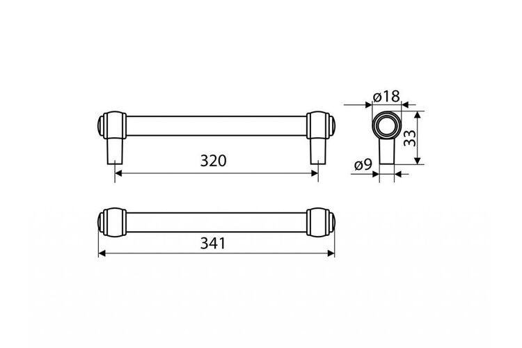 Ручка рейлінгова Gamet RE23-0320-G0031 античне срібло, Колір: Античне срібло, Міжц. відстань: 320, изображение 3