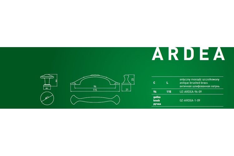 Ручка кнопка GTV ARDEA античне золото GZ-ARDEA-1-09, Міжц. відстань: Точка, изображение 3