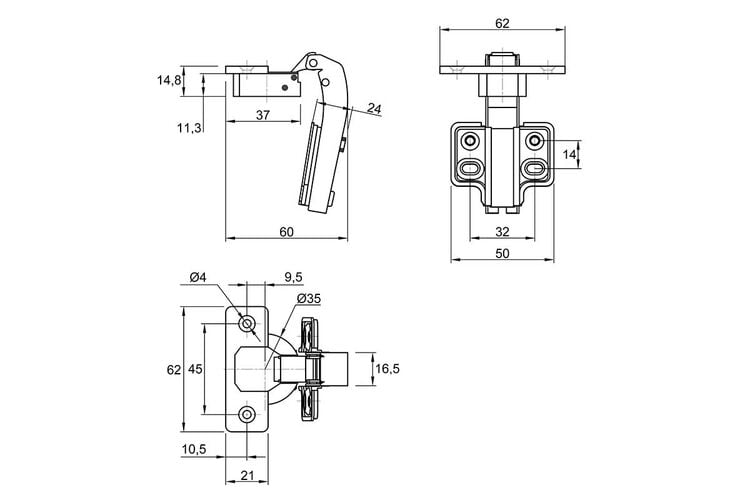 Петля Slide-On, 90°, равнолежащая, Muller, Вид петли: 180°, изображение 5