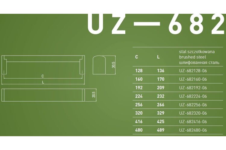Ручка скоба GTV UZ 682 C-416мм инокс, Цвет: Инокс, Межц. расстояние: 416, изображение 3