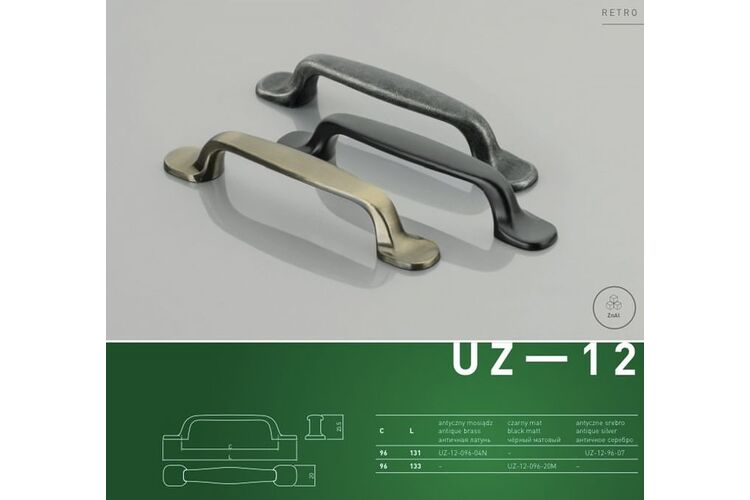 Ручка скоба GTV UZ-12 чорний матовий 96мм UZ-12-096-20M, Колір: Чорний матовий, Міжц. відстань: 96, изображение 3
