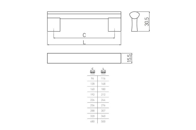 Ручка скоба GTV UA-BO-311-224 черный матовый, Цвет: Черный матовый, Межц. расстояние: 224, изображение 5