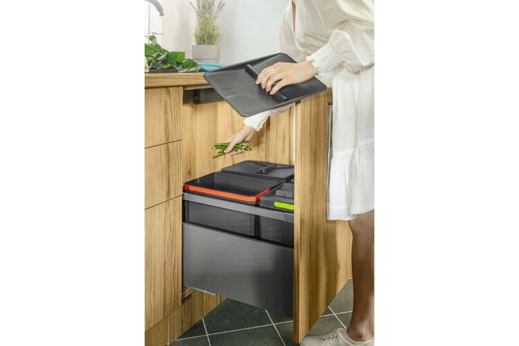 Сегрегатор Axispace 600мм, 4 ємності, (1X 15л + 4X 7л) графіт, Зовнішній розмір секції, мм: 600, Колір: Графіт, Висота, мм: 299, Внутрішній об'єм: 1х15л + 4х7л, изображение 4