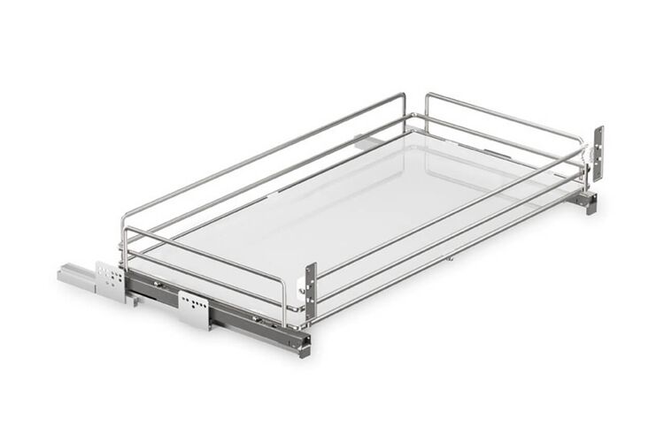 Корзина фасад 450 выдвижная с доводчиком Inoxa Ellite 5202ЕY хром/белый (с креплением фасада), Наружный размер секции, мм: 450, Цвет: Хром/Белый, изображение 3