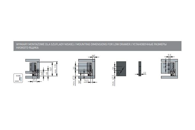 Система выдвижения AXIS PRO l-550 мм низкий H86 белый, Цвет: Белый, Длина, мм: 550, Высота, мм: 86, изображение 4