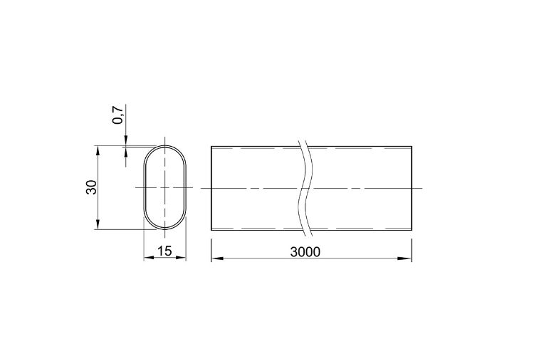 Труба овальна, чорний 15x30 L=3000 Rejs, изображение 4