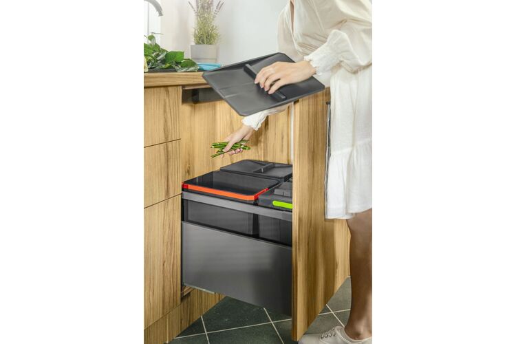 Сегрегатор AxiSpace 700 2х15л + 2х7л (глибина 450-500мм), Зовнішній розмір секції, мм: 700, Колір: Графіт, Висота, мм: 299, Внутрішній об'єм: 2х15л + 2х7л, изображение 6