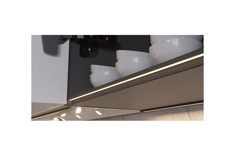 Профіль GOLA у верхній модуль Ferro Fiori з пазом для LED, L = 4100 мм, type L, чорний браш, Колір: Чорний браш, Довжина, мм: 4100, изображение 4