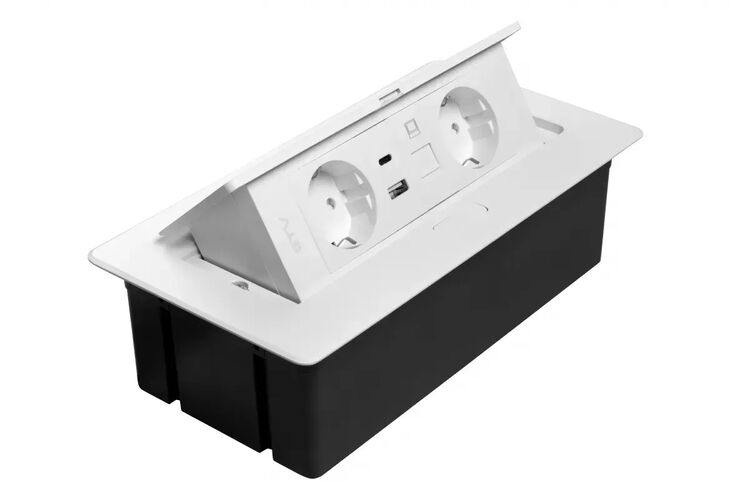 Удлинитель GTV врезной MULTISOFT 2 розетки SCHUKO USB А+С + RJ45 провод 1,5м с вилкой Белый, изображение 8