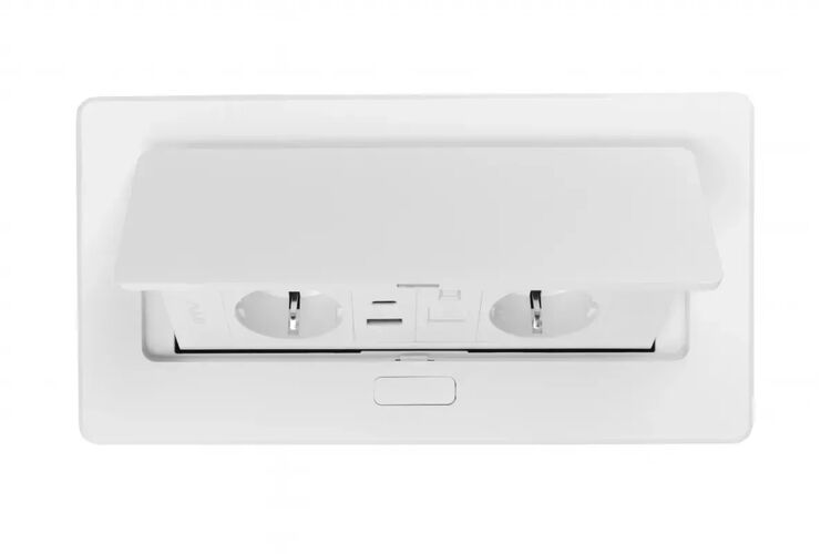 Удлинитель GTV врезной MULTISOFT 2 розетки SCHUKO USB А+С + RJ45 провод 1,5м с вилкой Белый, изображение 4