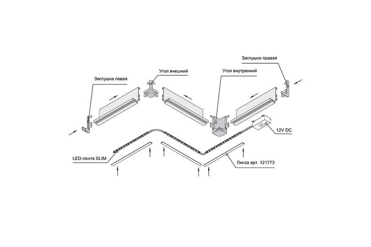 Профіль GOLA горизонтальний з пазом для LED Ferro Fiori, L=4100 мм, type L, чорний браш, Колір: Чорний браш, изображение 3