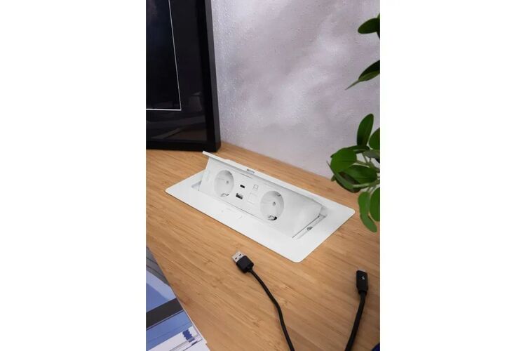 Удлинитель GTV врезной MULTISOFT 2 розетки SCHUKO USB А+С + RJ45 провод 1,5м с вилкой Белый, изображение 10