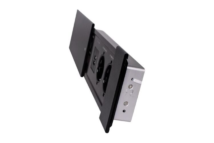 Блок врезной на 2 розетки + 2USB + телефонный + сетевой разъем с выдвижной крышкой (черный), Цвет: Черный, изображение 4