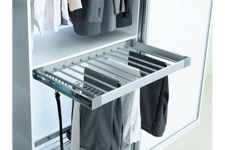 Брючниця висувна (+тримач ременів та краваток) бічне кріплення 800 мм 750-780x470x95, Сірий, S-6207-G Starax, Зовнішній розмір секції, мм: 800, Колір: Сірий, изображение 4