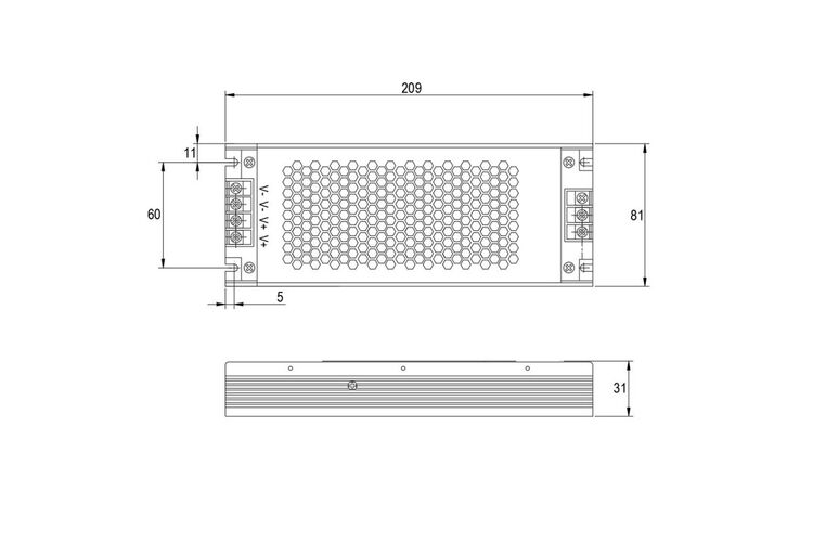 Блок живлення для LED, 250W, 24V, IP20, метал. корпус, Потужність трансформатора: 250 Вт, Вихідна напруга: 24 V, изображение 3