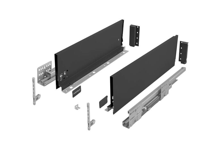 Комплект висувних шухляд Matrix Box S Slim 2.0 до 35 кг з доводчиком 135 х 400 мм антрацит, Колір: Антрацит, Довжина, мм: 400, Висота, мм: 135, изображение 6