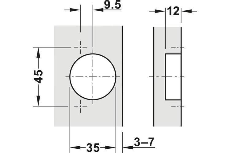 Петля накладна Hafele Metalla 540 SM 110° 45/9.5 сталь нікельована з демпфером, Вид петлі: Накладна, Колір: Нікель, изображение 3