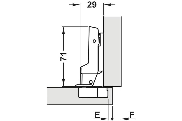 Петля напівнакладна Hafele Metalla 540 SM 110° 45/9.5 сталь нікельована без пружини, Вид петлі: Напівнакладна, Колір: Нікель, изображение 3