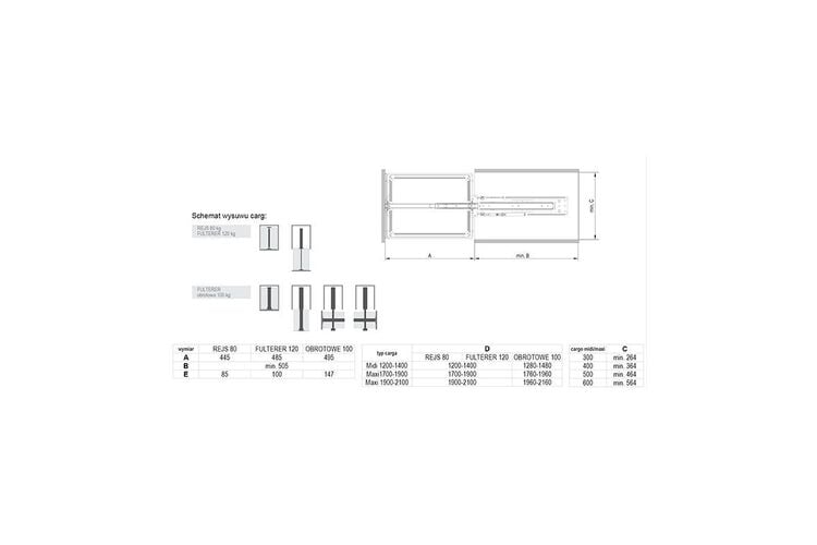 Система выдвижения для карго REJS 100 кг, midi/maxi — 1444, Сторона крепления: Центральная, Цвет: Хром, изображение 3