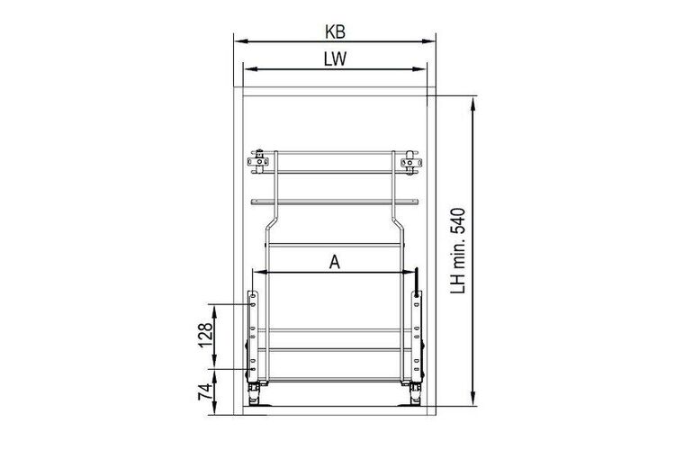Карго VARIANT MULTI LITE 300 мм, нижній кошик (без тандему) — 1225, Зовнішній розмір секції, мм: 300, Колір: Ефект хрому, изображение 3