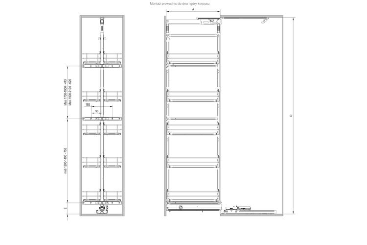 Карго Maxima Classic 300 мм, midi, 4 полки, высота 1200–1400 мм, хром (без направляющих), Наружный размер секции, мм: 300, Цвет: Хром, Высота, мм: 1200-1400, изображение 3