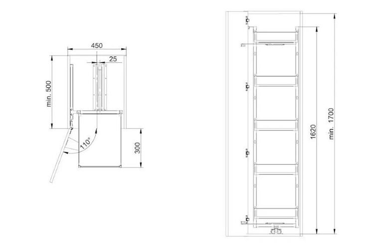 Карго Maxi Space Classic 450 мм, универсальное, 5 полок, высота 1700 мм, графит, Наружный размер секции, мм: 450, Цвет: Графит, Высота, мм: 1700, изображение 3